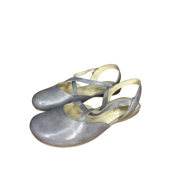 Josef Seibel Fiona 13 Light Blue Grey Leather Flats Cross-Strap & Slingback 37/6 - Picture 2 of 8